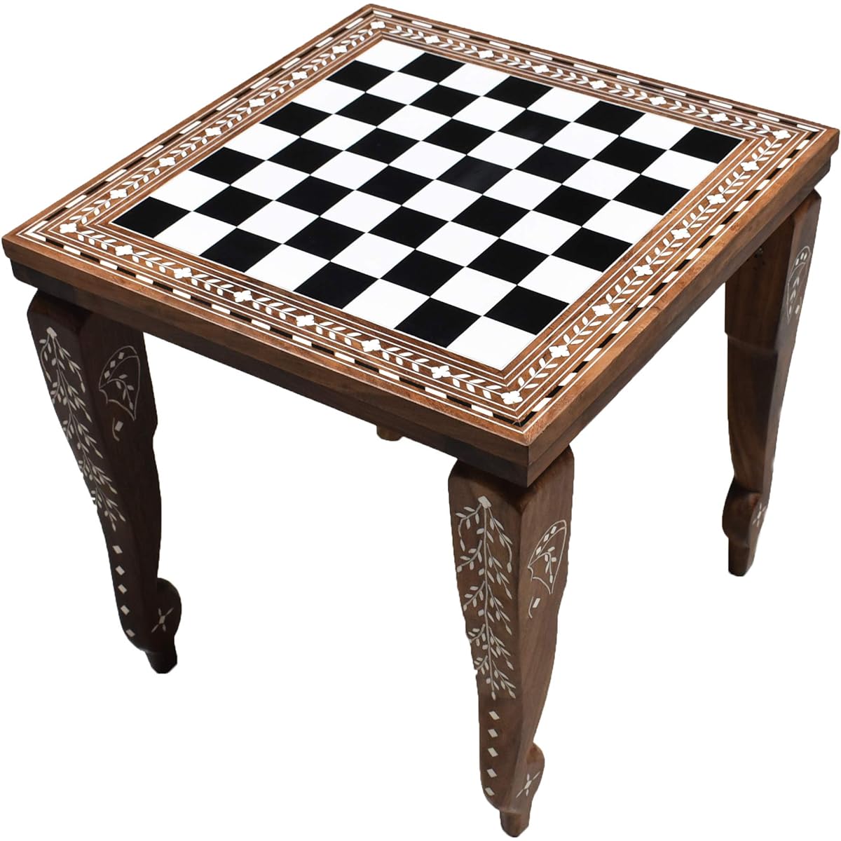 Royal Chess Mall Chess Board Table Solid Sheesham and Acrylic Ivory 14" x 14" Chess Board Small Luxury Chess Table for Chess Games 14" Tall