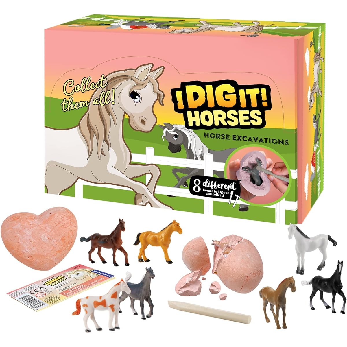 Thames & Kosmos I Dig It! Horse Dig Gift Set | 18 Dig Kit with Plastic Horse Figurines | Party Favors, Christmas Stuffers, Easter Baskets | Collect 8 Unique Horses