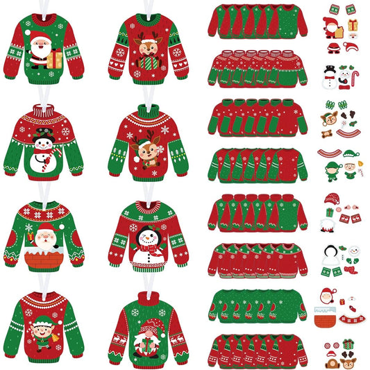 40pcs Christmas Ugly Sweater Craft Kit Winter Party Paper DIY Ornaments Christmas Tree Ugly Sweater Hanging Ornaments for Kids Adults Christmas Sweater Party Home Tree DIY Art Craft Supplies Decoration