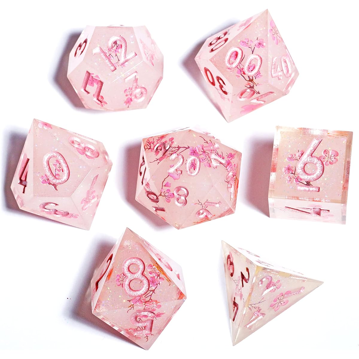 Layered Dice Sticker Dice Sakura Theme Dice MINI PLANET DND Dice Polyhedral Dice Sharp Dice Galaxy Dice Glitter Dice Handmade Dice Handmade Dice Designer Dice (Sakura Bloom)