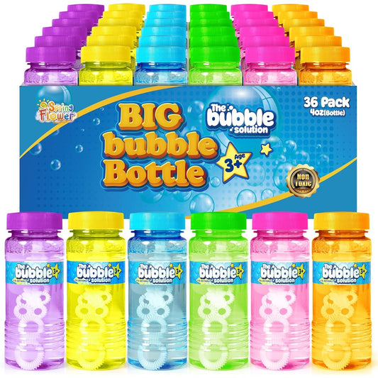 36 Bubble Bottles with Wands, Bubble Party Favors, Summer Toys, Bubble Solution, Novelty Toys, Party Favors, Birthday Party Supplies, Outdoor & Indoor Activities, 4 oz, 6 Colors