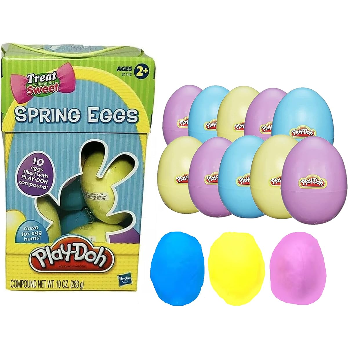 Easter Eggs with Modeling Clay - Pack of 10 Colorful Spring Activities - Use Your Imagination to Mold Dough Compound - Great for Easter Baskets and Party Favors - Endless Fun for Kids - Ages 2+