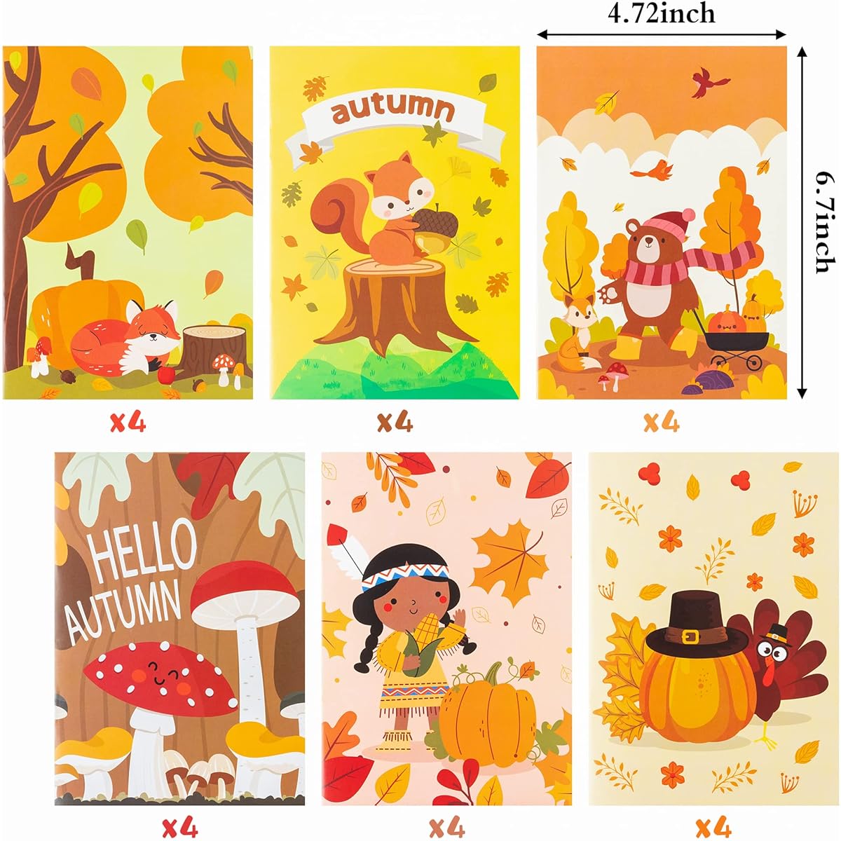MALLMALL6 Fall Coloring Book with Squirrel Owl Hedgehog Mushroom Pumpkin DIY Art Drawing Patterns Birthday Party Favors Gifts for Home School Classroom Activity Supplies for Kids Ages 4-8