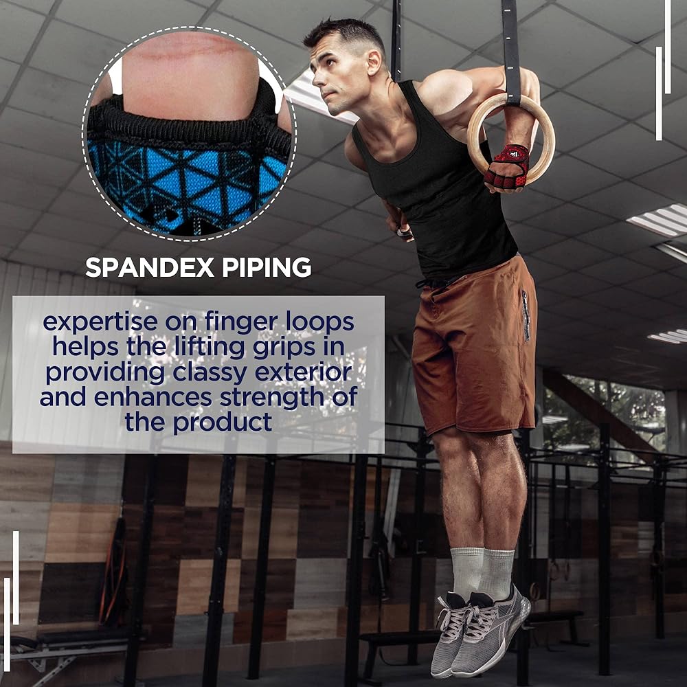 RDX Weightlifting Gloves Non-Slip Neoprene Gym Powerlifting Fitness Strength Training Bodybuilding Workout (Blue, L/XL)