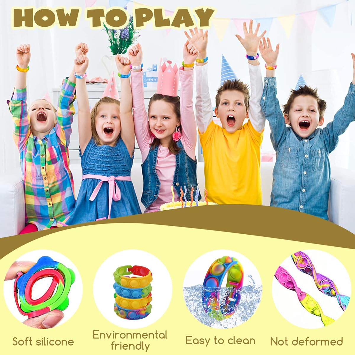 90 points pop fidget bracelet, silicone