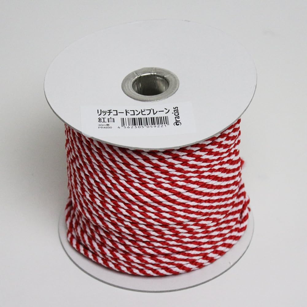 Masse (MASSE) Rich cord combination plain red and white rope diameter 5mm 30m roll order unit 1 roll (15 pieces)