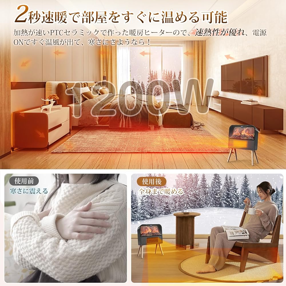 Fireplace Type Ceramic Heater (ECO Intelligent Constant Temperature, Energy Saving Measures) Electric Heater "2023 Winter New Model 3D Simulitis", Electric Stove, Heating Equipment, Energy Saving, No