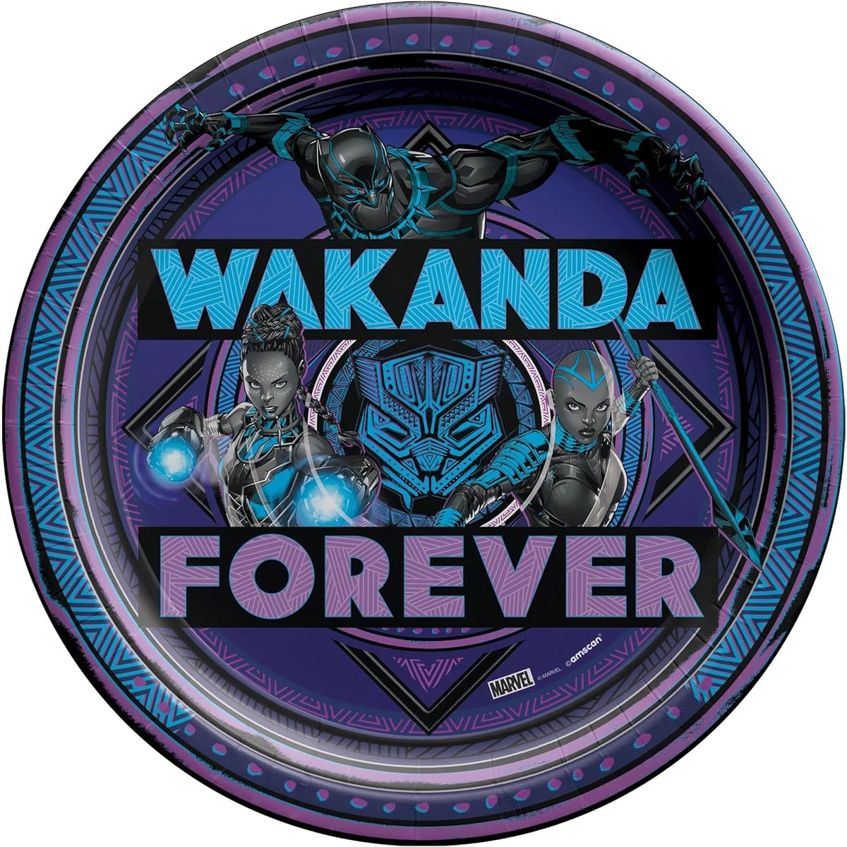 Marvel Black Panther Wakanda Party Supplies Pack with 16-9" Plates, Luncheon Napkins, Cups and Table Cover, Birthday Candles, Wakanda Forever Bundle, Serves 16 Guests