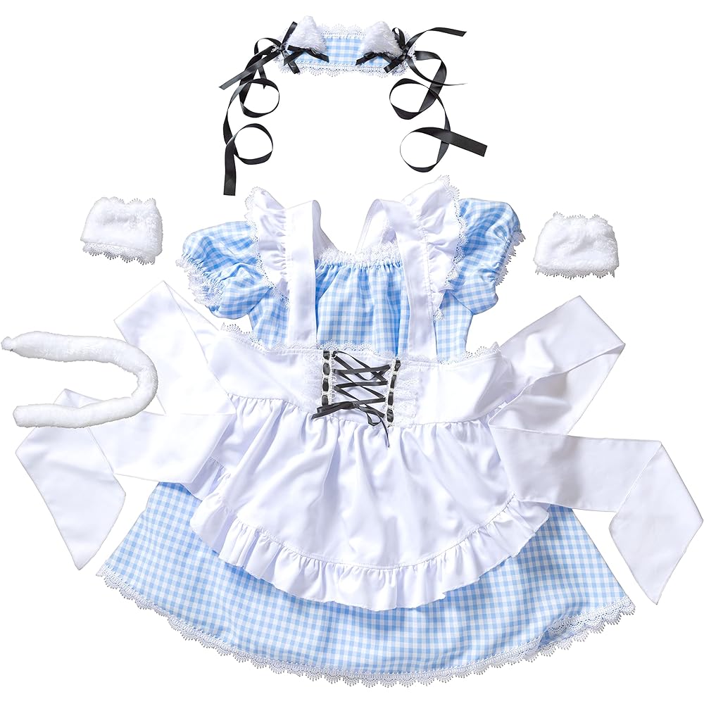 Clearstone Lyrical Palette Cosplay Halloween Gingham Cat Maid Maid Clothes Cat Cat Women's Blue Costume Fancy Dress Costume