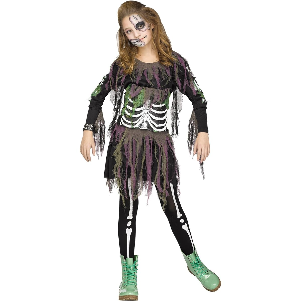 Fun World Big Girl Zombie Skeleton 3D Costume Kids Costume Children's Costume Multi Large