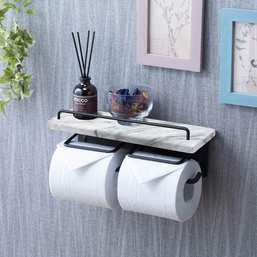 SUN・HARVEST Toilet Paper Holder (Double Type) Marble Pattern SIN-21 STN Standard [Parallel Import]