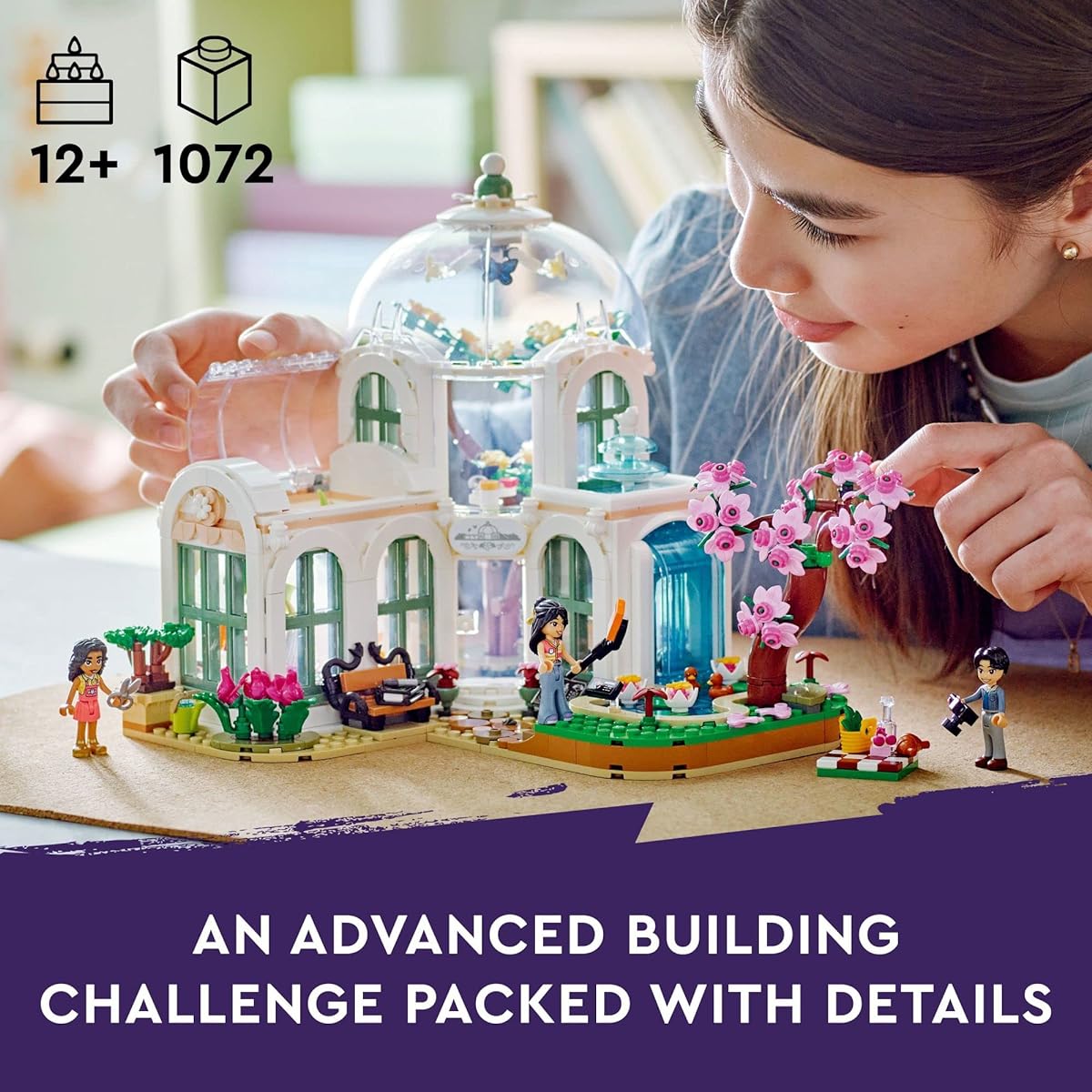 LEGO Friends Botanical Garden 41757 building toy set; creative project for ages 12 and up; build and display detailed greenhouse scene; great gift for kids and teens who love flowers and plants