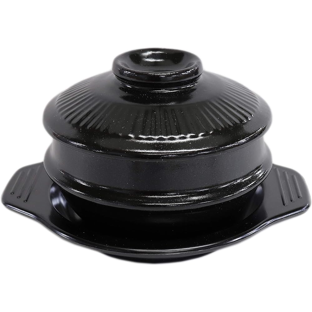 Set of 3 Korean Tableware Jjigae Pot 12cm with Lid Trivet [Pot 11.5 x 10cm Trivet 17.5 x 14.8 x 2cm] Made in Korea Open Fire Japanese Tableware Sakeware Restaurant...