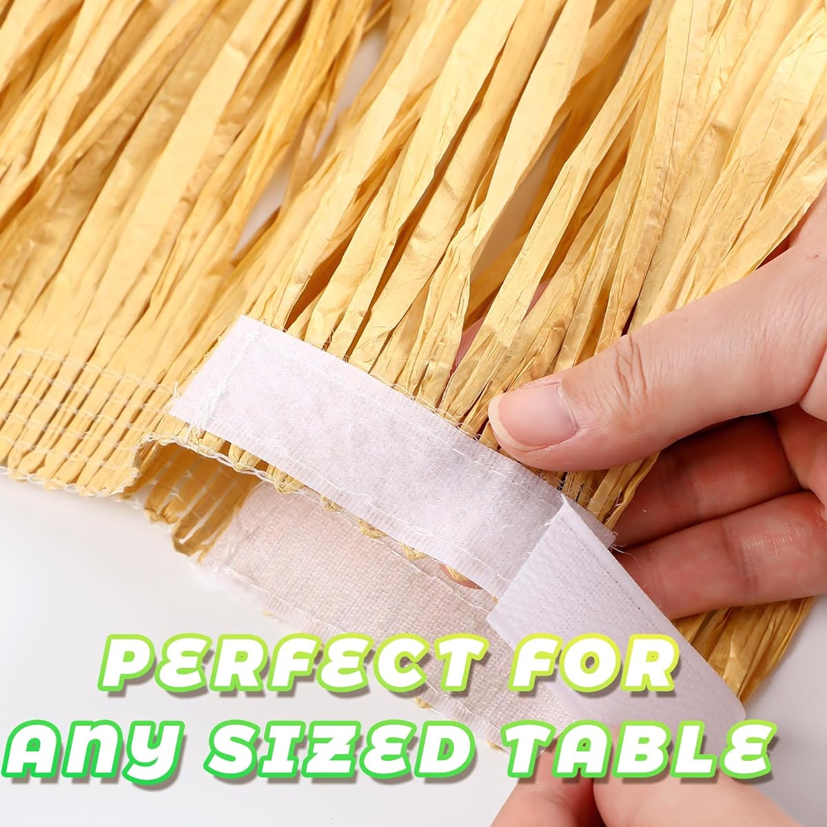 8 Pieces Hawaiian Luau Glass Raffia Fringe Banner Table Skirt Tropical Birthday Party Tiki Bar Decorations Hula Tiki Raffia Glass Table Banner for Summer Beach Party 157(W)X12(H)