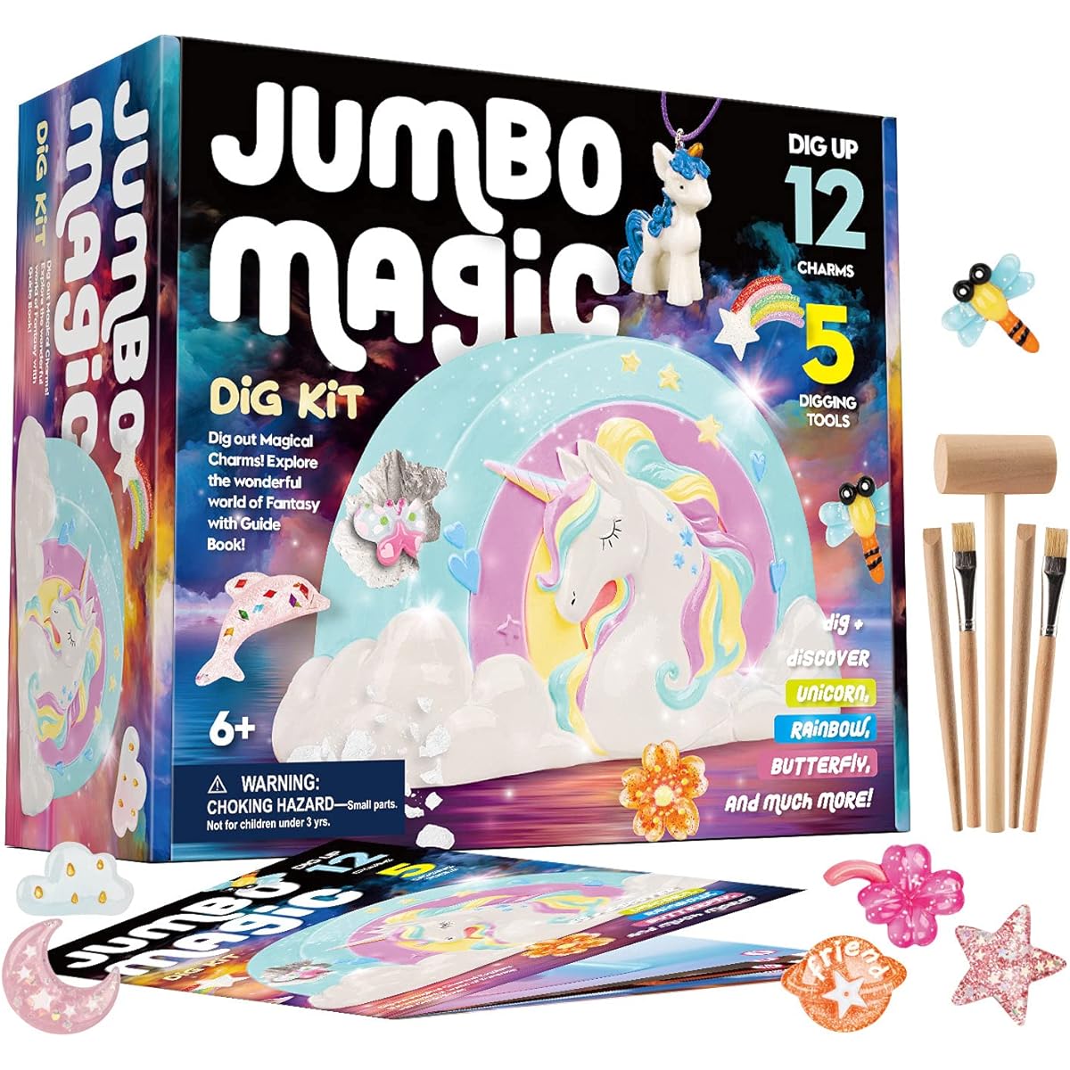XXTOYS Jumbo Magic Dig Kit Unicorn Dig Kit 12 Charms Dolphin Butterfly Mermaid Toy Party Supplies Birthday Gifts for Girls & Boys Scientific Digging Toys for Kids