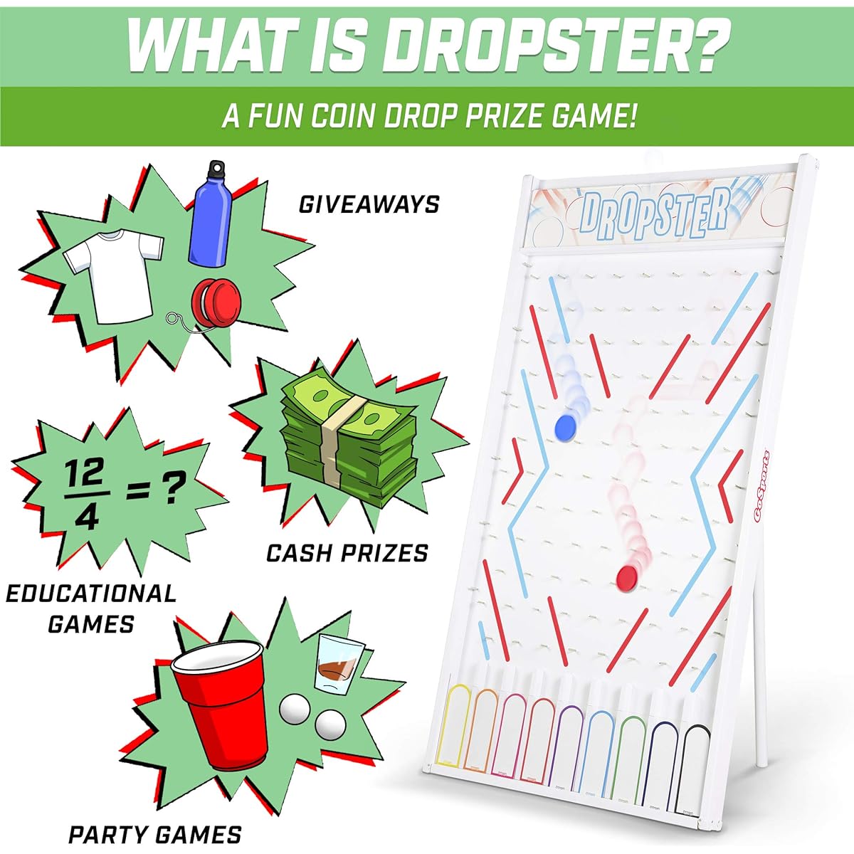GoSports Drop Star 4' x 2' Prize Drop Game with Customizable Slots