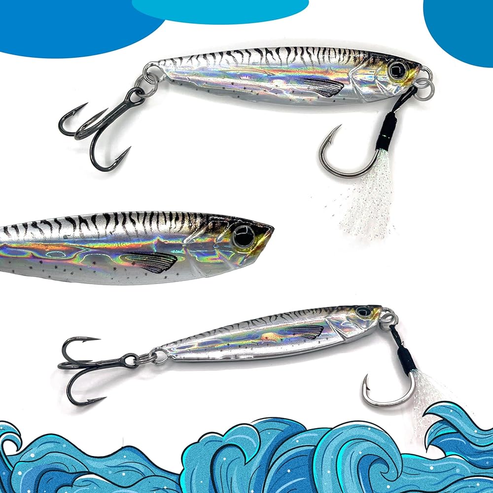 TOTOMOKA Metal Jig Lure Jig Live Bait Color Set of 5 20g 25g 30g 40g 60g 80g with Hook Shore Jigging Sea Fishing Boat Fishing Bass Fishing Seabass Flounder Hairtail Bluefish Hairtail