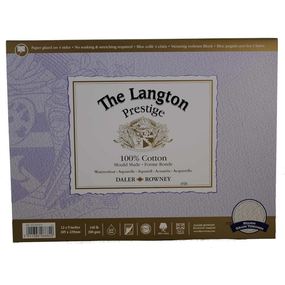 Daler Rowney Langton Prestige Block Rough 228 x 304mm (9" x 12") 300gsm 12 sheets