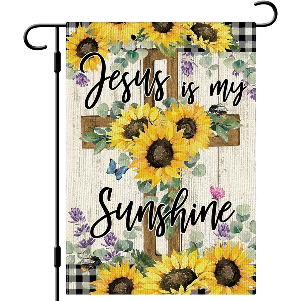DLZDN Jesus Is My Sunshine Garden Flag Summer Sunflower Garden Flag 12x18 Inch Double Sided Burlap Jesus Christ Cross Garden Flag Outdoor Farmhouse Seasonal Holiday Outdoor Decor