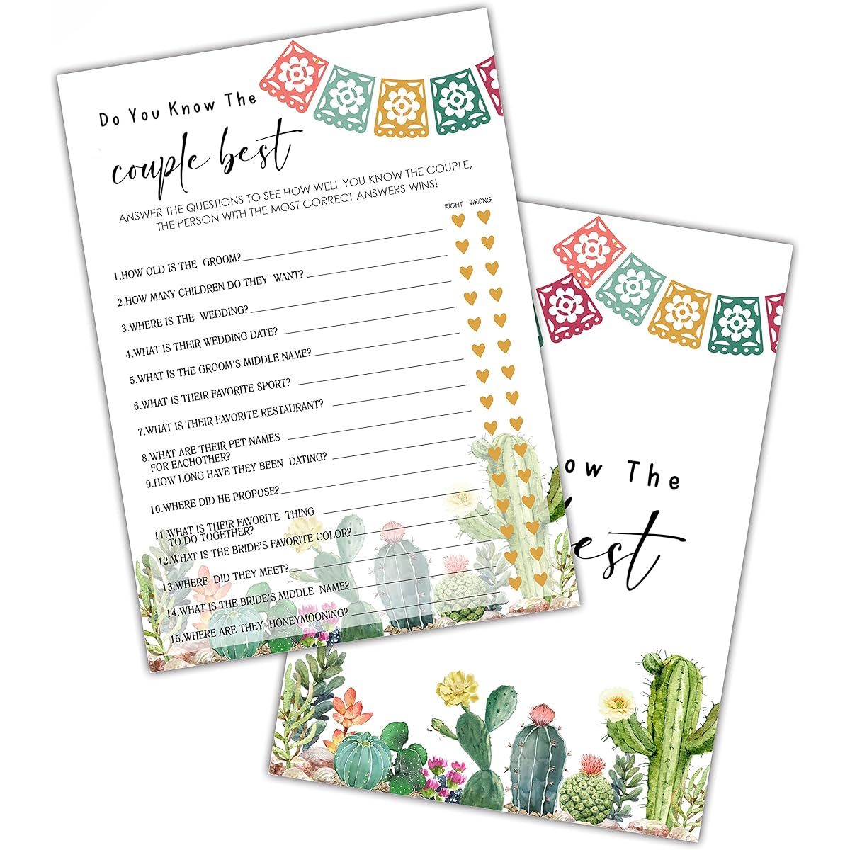 Bridal Shower Games Fiesta Mexican Bridal Shower Decorations Couple Best Cards for Bridal Shower Bachelorette Party Wedding Engagement Party Set of 30 (A01)