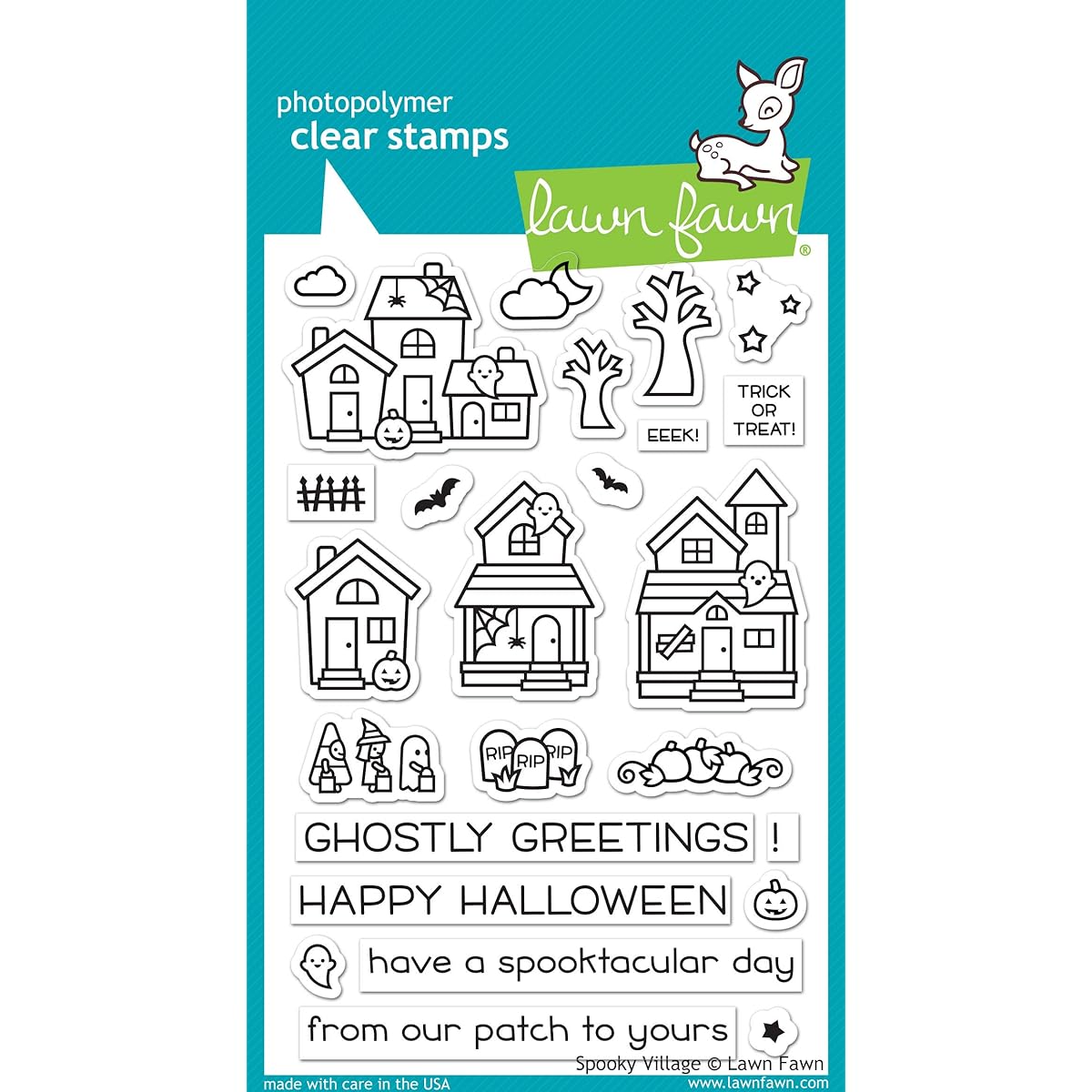 Deer in the Grass Spooky Village Clear Stamp and Coordinating Die Set (LF2014, LF2015) 2-piece set