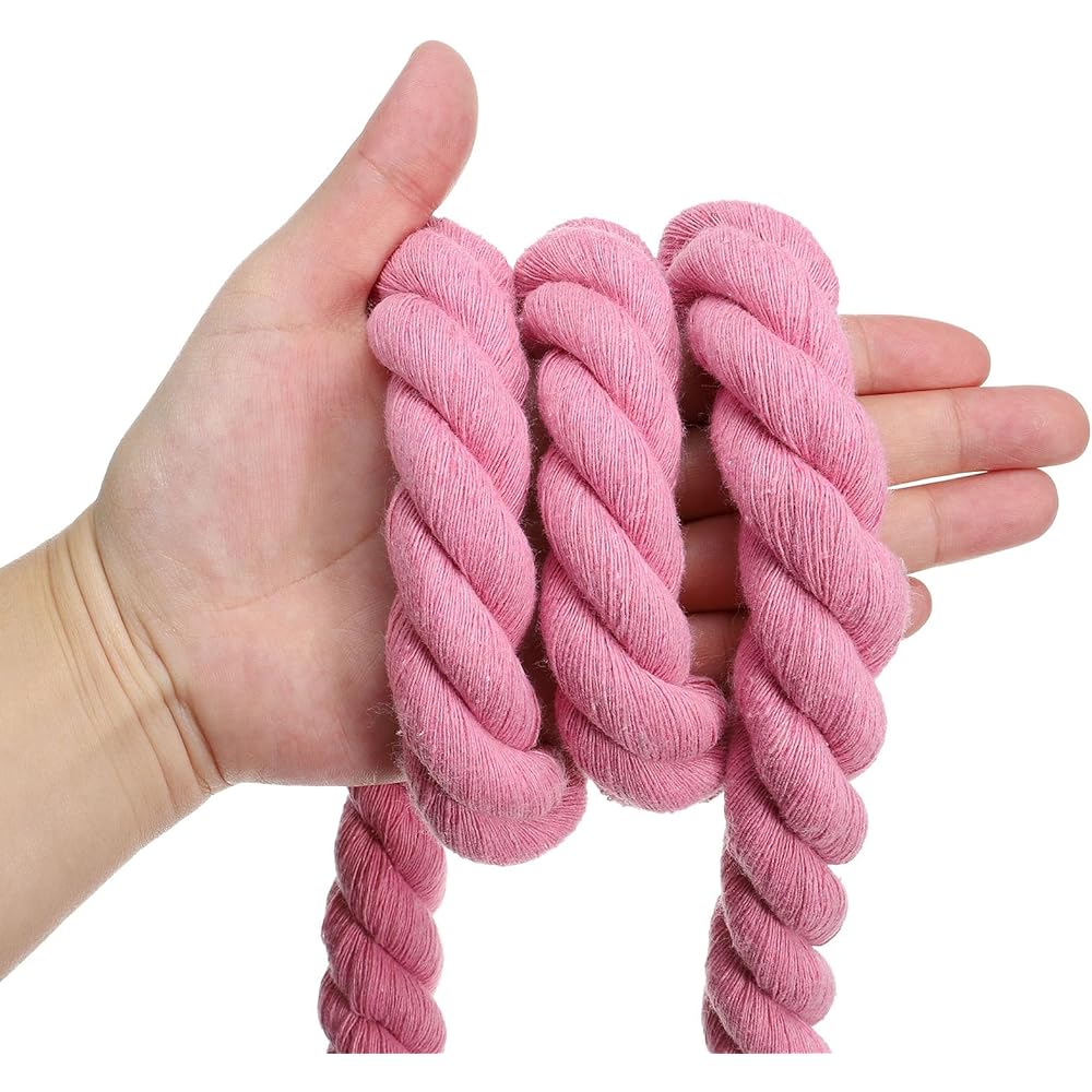 PATIKIL 10 Feet Tug of War Rope for Adults and Teens, 3 Braided Natural Cotton Rope with Flag for Yard Games and Team Building Activities, Pink