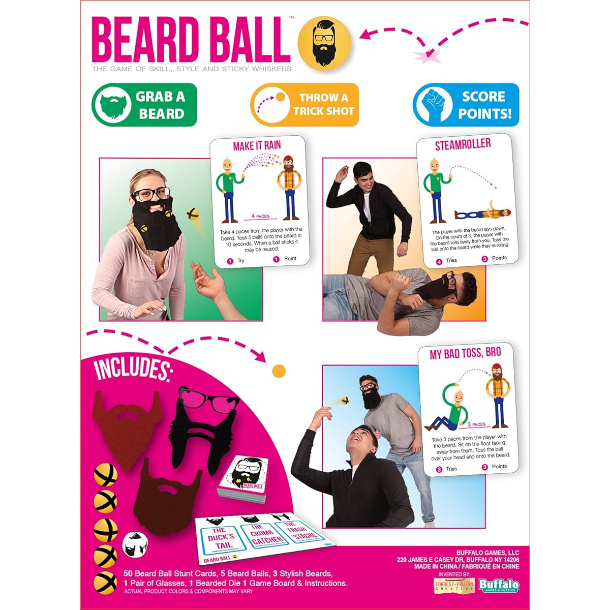 Buffalo Games Beard Ball Skill Style Sticky Whiskers Party Game