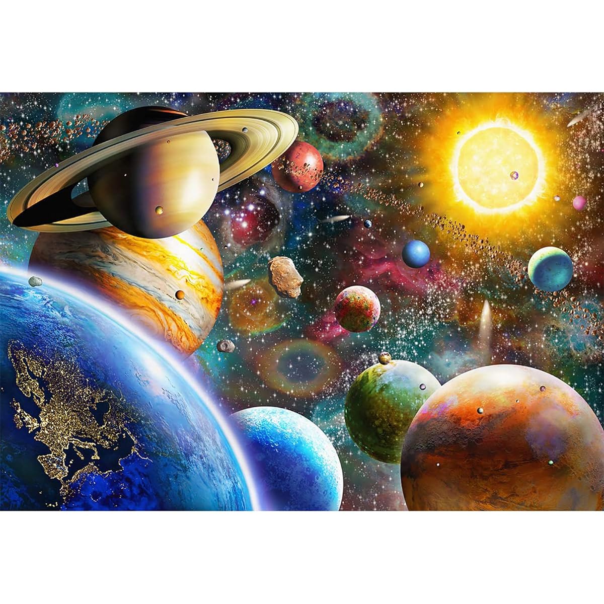 Jigsaw Puzzle 1000 Pieces for Adults and Families (Space Travelers, Solar System) Pieces Fit Perfectly