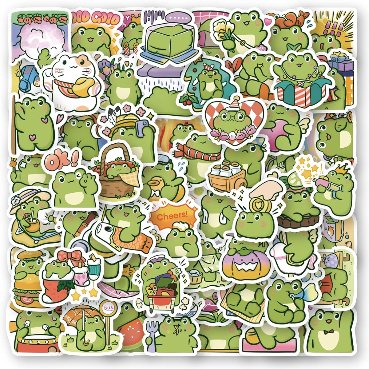 60pcs Cute Frog Stickers for Kids Cute Frog Things Frog Party Favors Frog Birthday Decorations Frog Gifts Frog Stuffed Animals Frog Plush Toys Frog Wallets Frog Keychains Frog Plush Toys