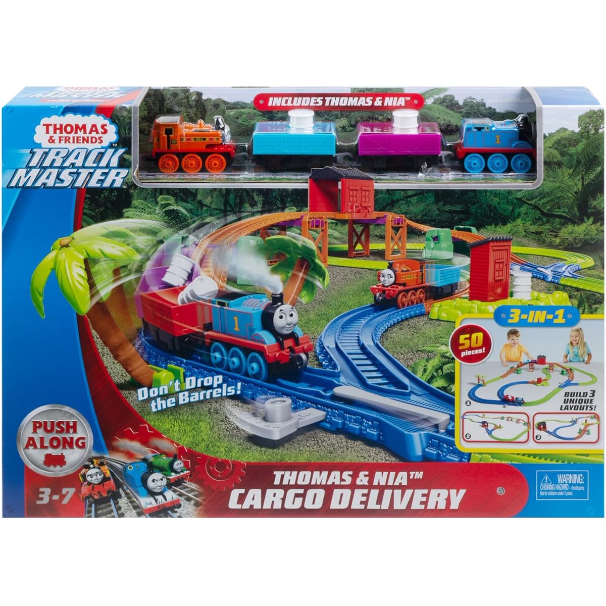 Thomas & Friends GLL14 Thomas and Friends Trackmaster Thomas & Nia Cargo Delivery Playset, Multicolour
