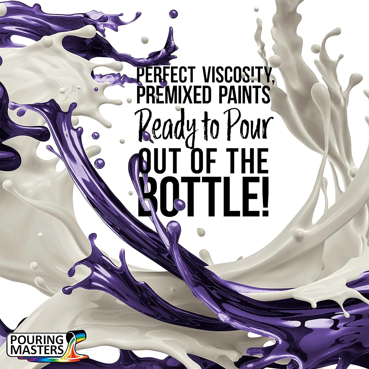 Pouring Masters Royal Purple Acrylic Ready-to-Pour Paint - Premium 32oz Mixed Water-Based - For Canvas, Wood, Paper, Crafts, Tile, Rocks and More