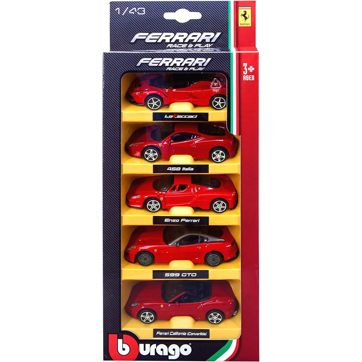 Bburago Ferrari 5 Pack - Asst1 Red
