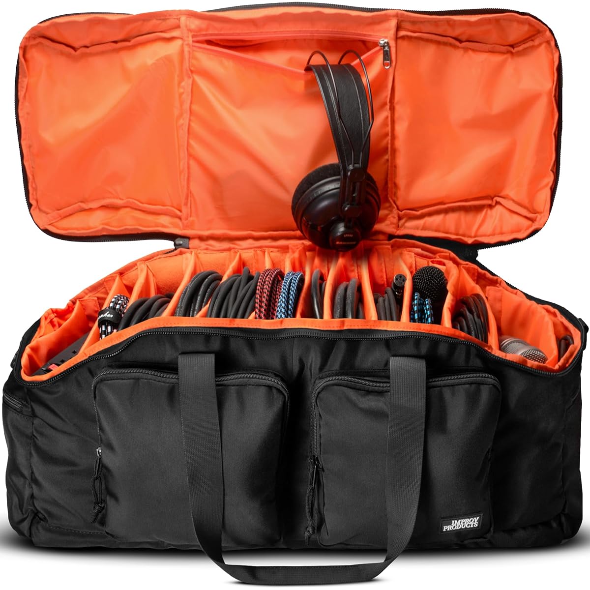Improv Products DJ Gig Bag - Cable Organizer for Audio Gear - Carrying Accessories, Sound Equipment, Controllers and More - Padded Music Case with File Cable Divider