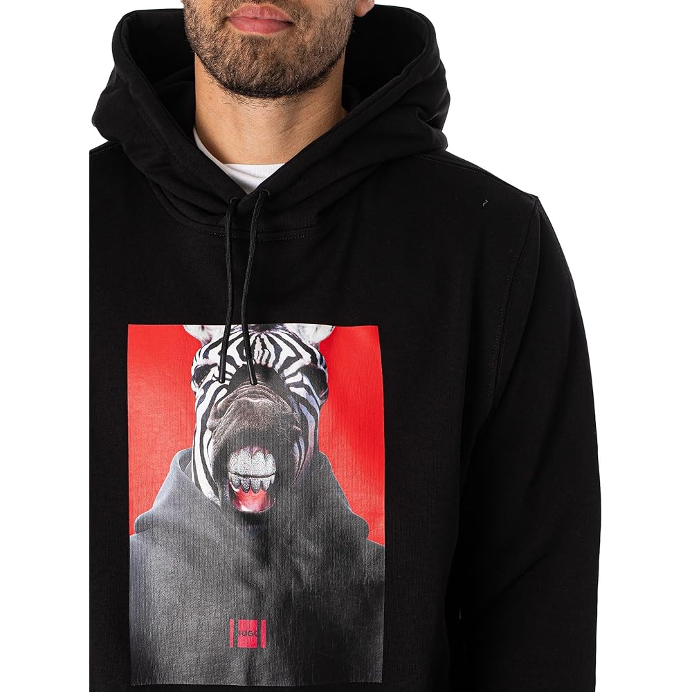 [HUGO] Graphic Print French Terry Cotton Hoodie Men's