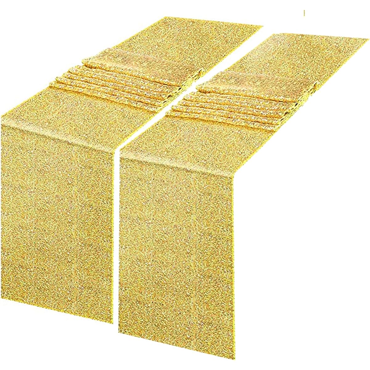 MENGQ Gold Table Runner 12"x72" 2 Pack Sequin Table Runner Party Decor Glitter Table Linen Runner Sparkly Dinner Party Supplies for Baby Shower Holiday Celebration