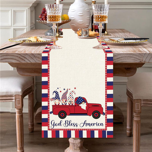 4th of July Table Runner Decor Independence Day Table Runner 4th of July Kitchen Dining Table Decor God Bless America Memorial Independence Day Dining Room Decor
