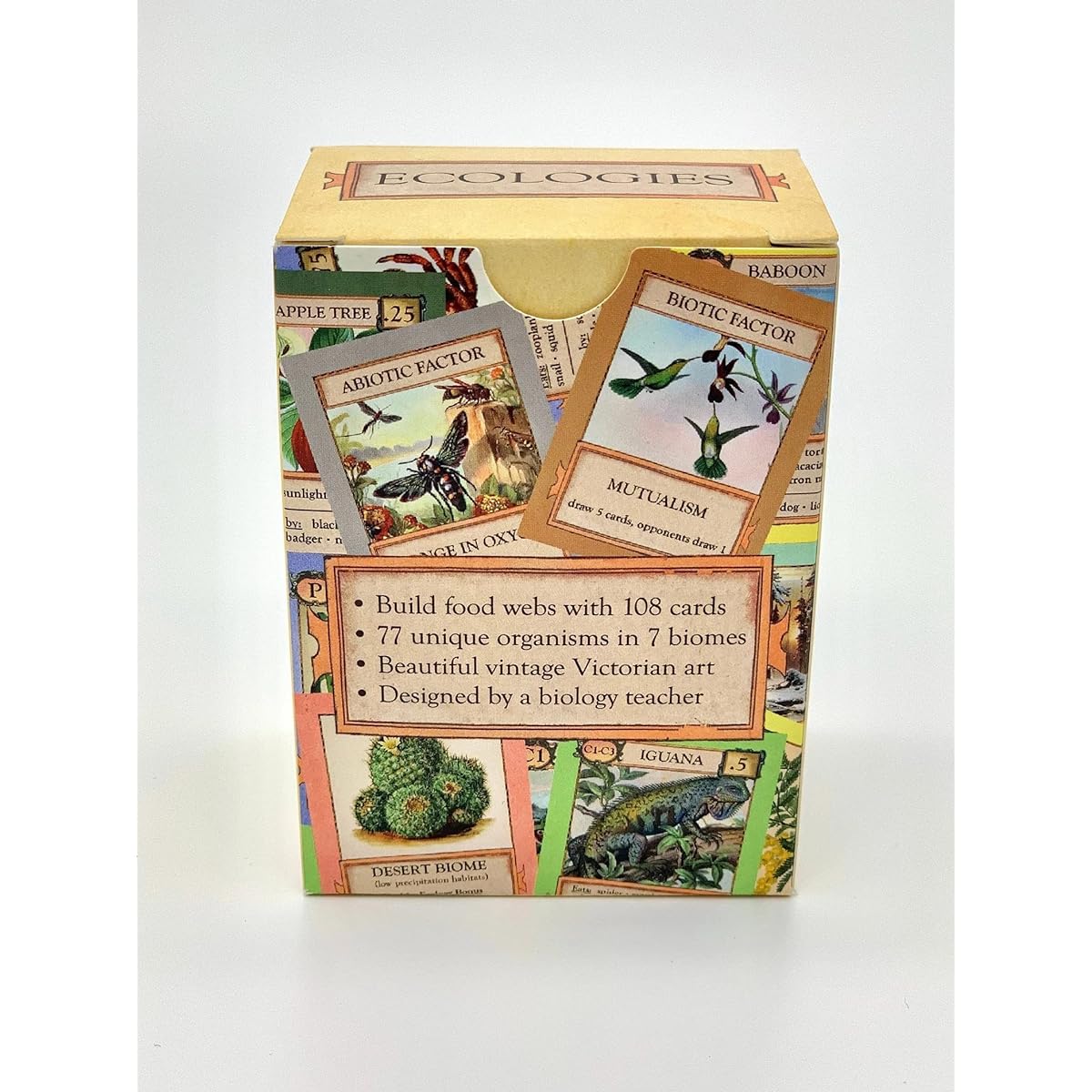 Ecologies Card Game - Use Science to Create Food Habitats in the 7 Biomes - Beautiful Vintage Nature Art for the Classroom or Game Night