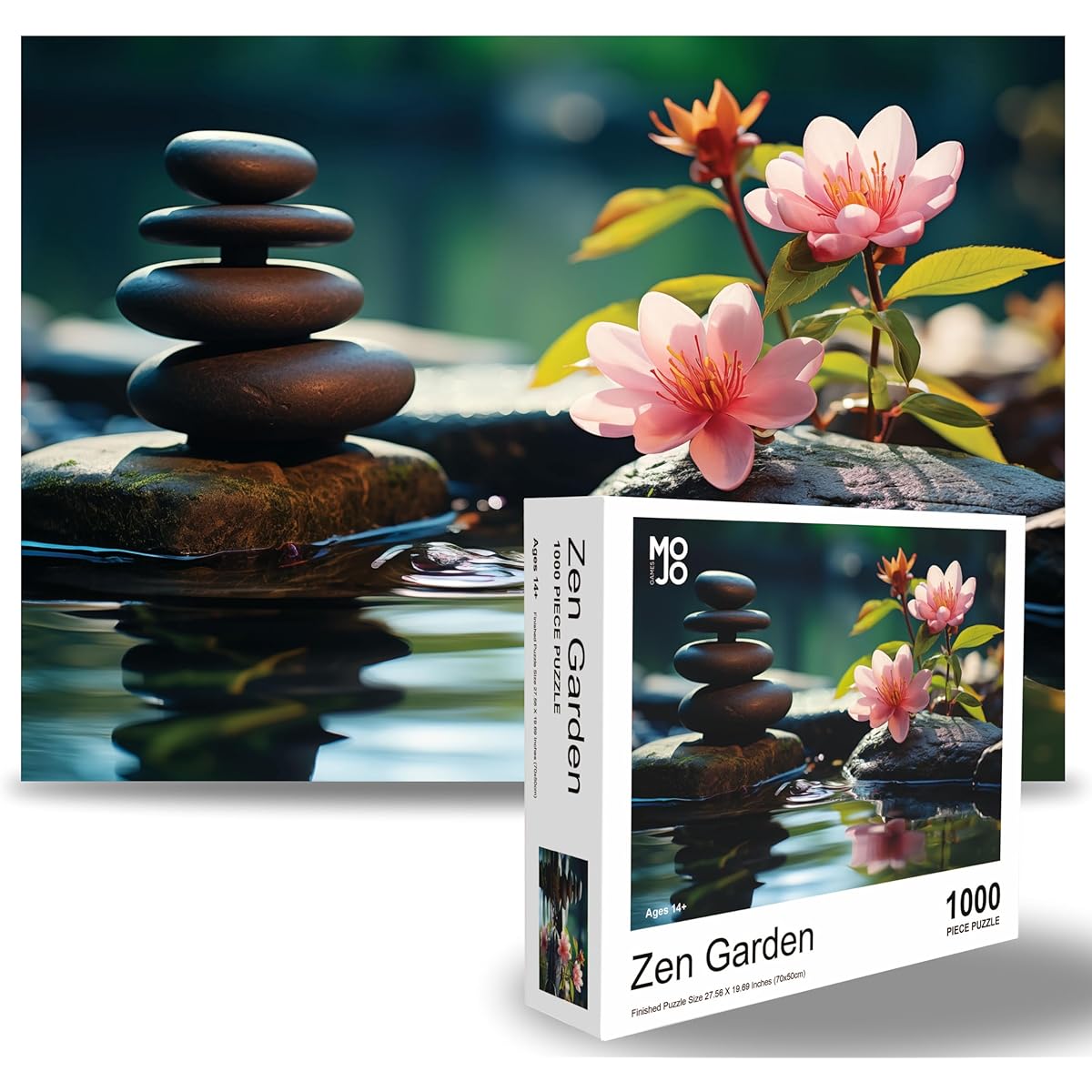 MoJo Games - 1000 Piece Jigsaw Puzzle for Adults, Challenging Puzzle, Perfect for Game Night - 1000 Pieces, Finished Size 27.56 x 19.69 (Zen Garden)