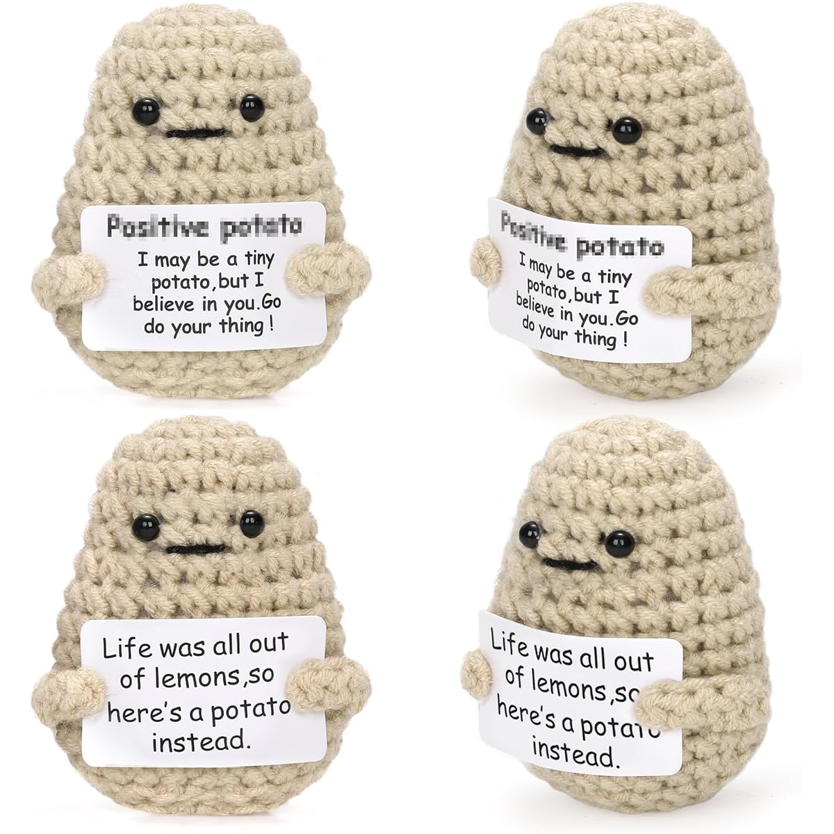 Uhael Mini Funny Positive Crochet Potato 4 Piece Funny Knit