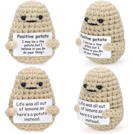 Uhael Mini Funny Positive Crochet Potato 4 Piece Funny Knit