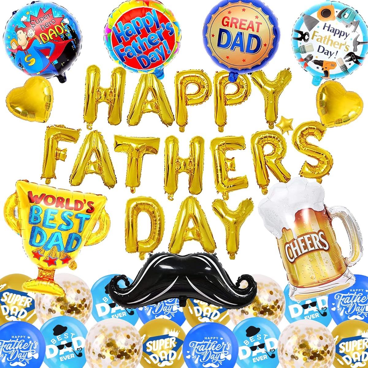 Globos Para El Dia Del Padre 41 Pieces Happy Fathers Day Balloon Set Father's Day Balloons Large 26 Inch Father's Day Foil Balloons Happy Fathers Day Decorations