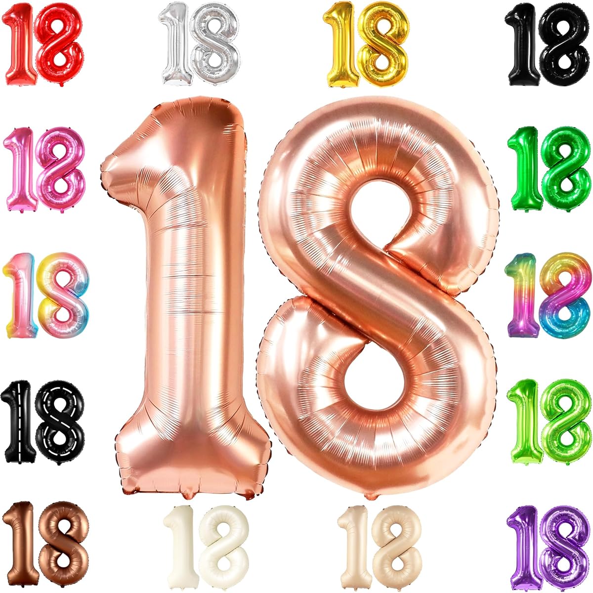 KatchOn Large Rose Gold 18 Balloons - 40 Inch | Rose Gold 18th Birthday Balloons Happy 18th Birthday Decorations for Girls | 18th Birthday Balloons 18th Birthday Balloons for Girls