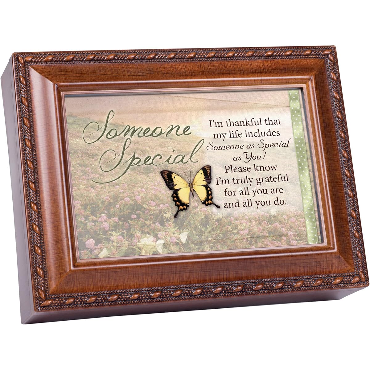 Cottage Garden Someone Special Woodgrain Music Box/Jewelry Box Plays Wonderful World