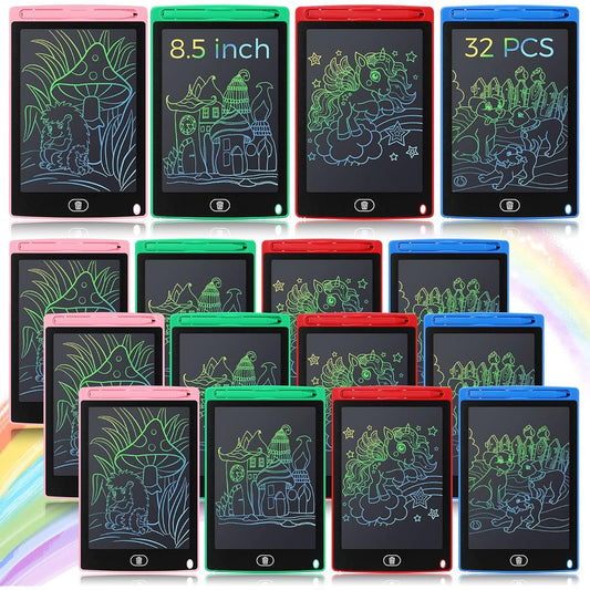 32 Pieces LCD Writing Tablet Doodle Board Electronic Toys 8.5 Inch Colorful Doodle Board LCD Erasable Drawing Pad Reusable Writing Pad Toys for Girls Boys 8-10 3-10