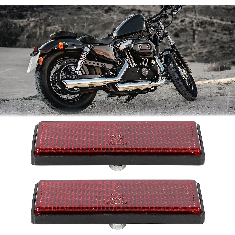 F FIERCE CYCLE Pair M5x0.8 Red Rectangle Universal Screw Mount Reflective Warning Reflective for Motorcycle