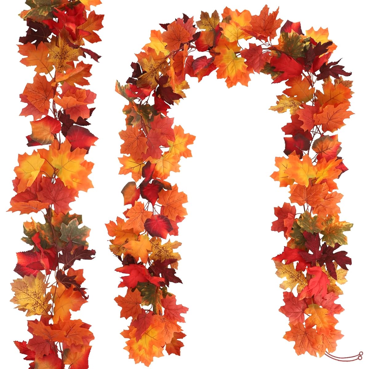 JPSOR Fall Garland, 15 Feet Total Autumn Leaves Garland, Artificial Fall Leaf Vines for Indoor/Outdoor/Home/Halloween/Harvest/Fall Decorations, Pack of 2