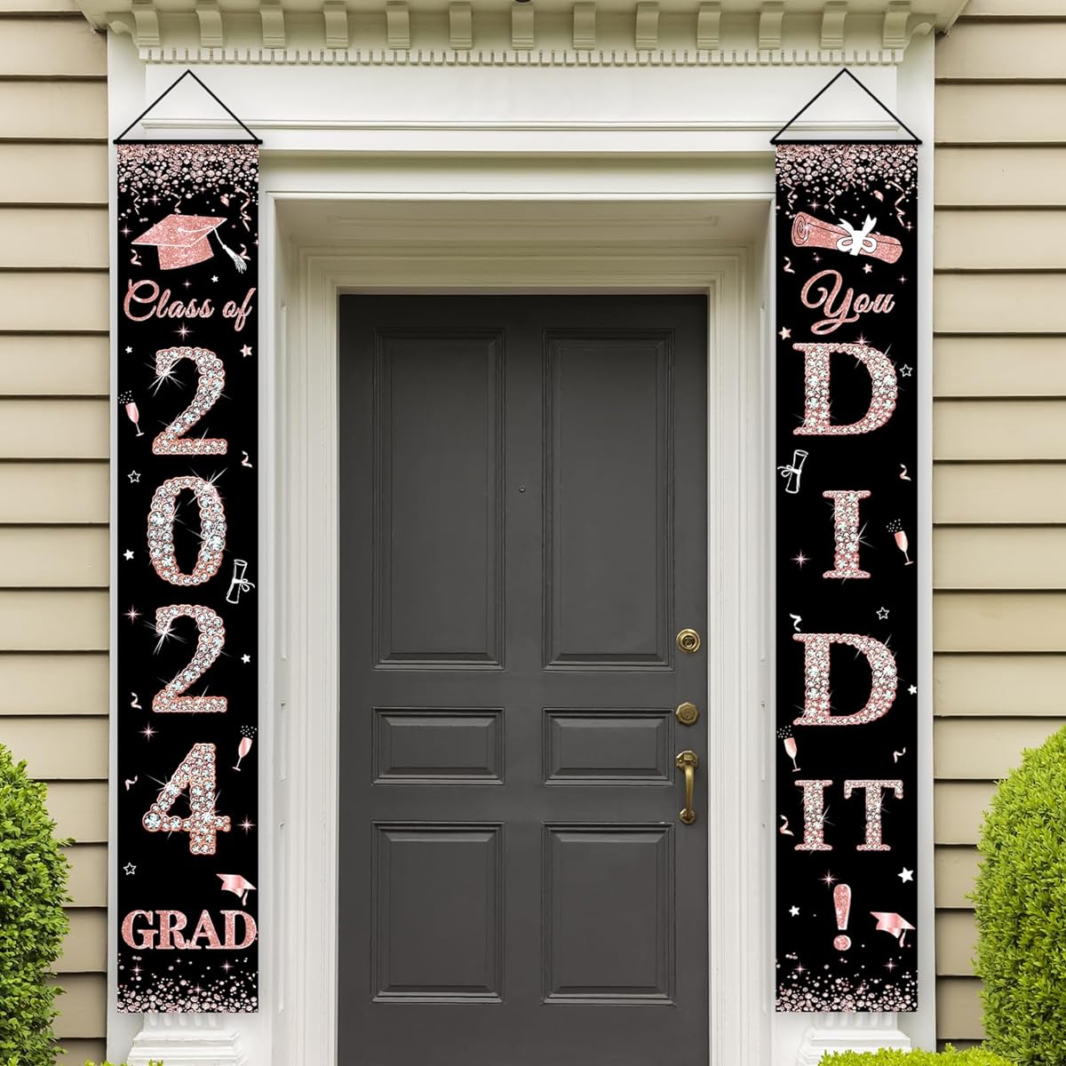 Trgowaul Rose Gold Graduation Decorations for Class of 2024, Pink Graduation Pouch Sign You Did it Graduation Graduation 2024 Graduation 2024 Door Banner College/High School Graduation Party Supplies Rose Gold 2024