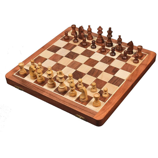 RoyalChessMall-14 Large Rosewood & Maple Wooden Inlaid Magnetic Chess Set Board for Travel
