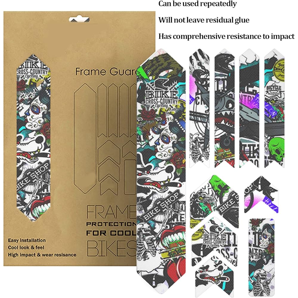 Frame Protection Sticker Road Bike Discoloration Resistant Bicycle Frame Sticker No Adhesive Residue Bike Frame Protection Tape Reusable Impact Resistant 3D Scratch Resistant