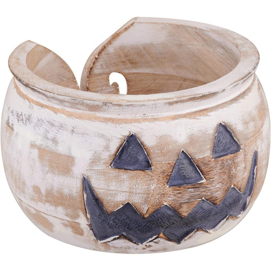 Wooden Yarn Bowl Knitting Halloween Decoration Large Crochet Yarn Holder YB2207 Handmade Crochet Accessories and Supplies Organizer 7 x 4 Inch